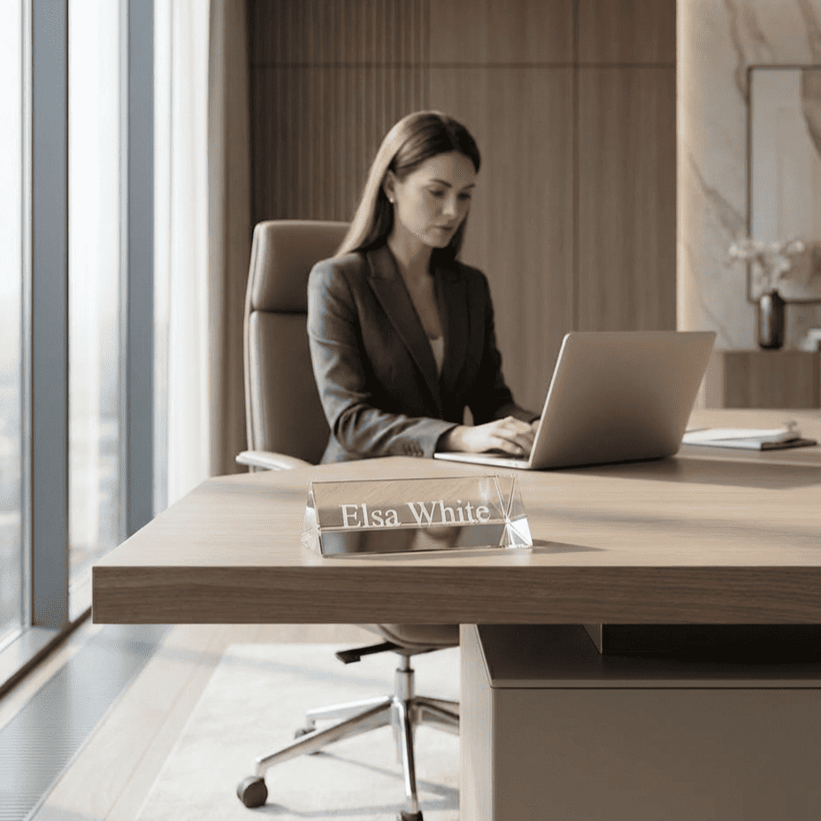 Crystal Desk Name Plate — view 2