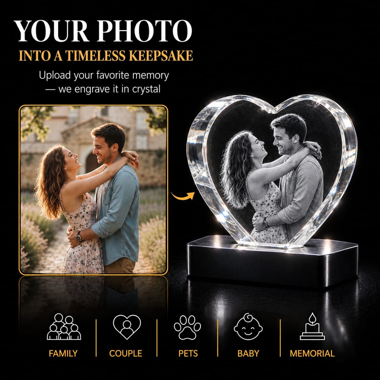 3D Heart Crystal — view 3